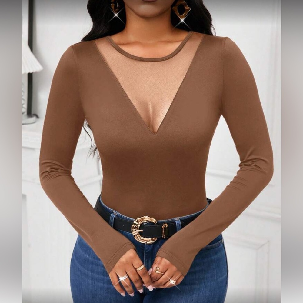Elegant BrownLong Sleeve Top